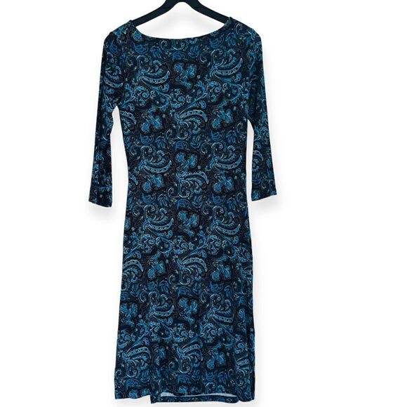 Talbots Blue Paisley Faux Wrap Dress Size Small - Picture 3 of 5